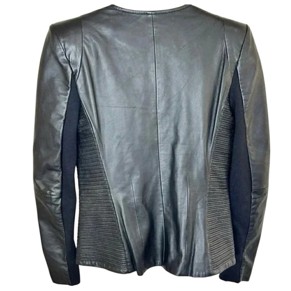 Trouvé Size XS Leather Jacket Blazer Coat V-neck Zip up Moto Style Lambskin Leat - Picture 2 of 10